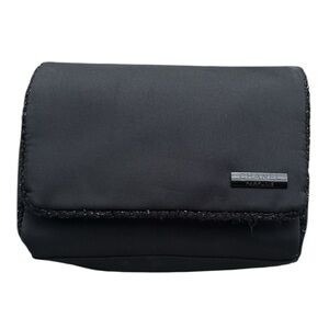 Chanel perfume makeup case nylon with tweed trim excellent condition